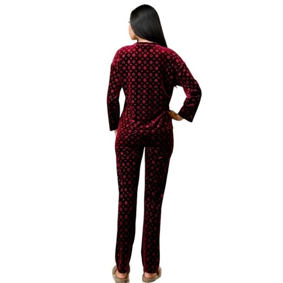 2-Piece LV Motif Lounge Set in Burgundy Red L/XL Only! - Picture 2 of 4